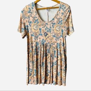 Agnes & Dora Peach Floral Muse Tunic Top Small